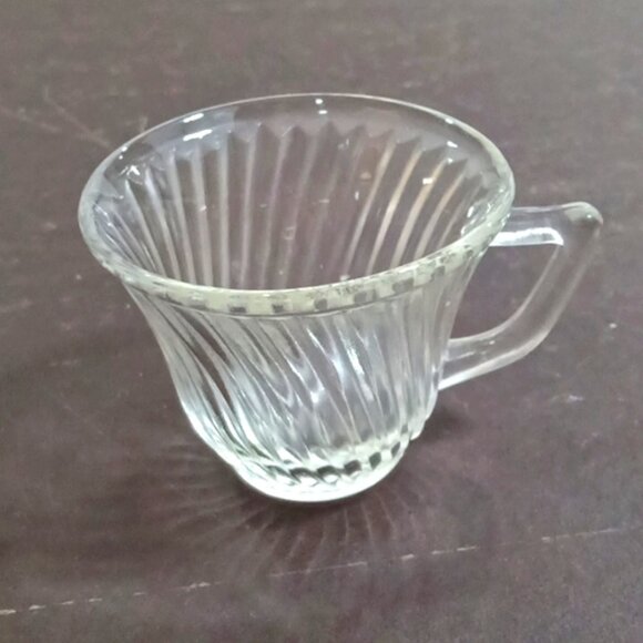 Vintage Federal Glass "DIANA" Swirl Clear Demitasse Coffee / Tea Cup and‎ Saucer - Picture 3 of 7